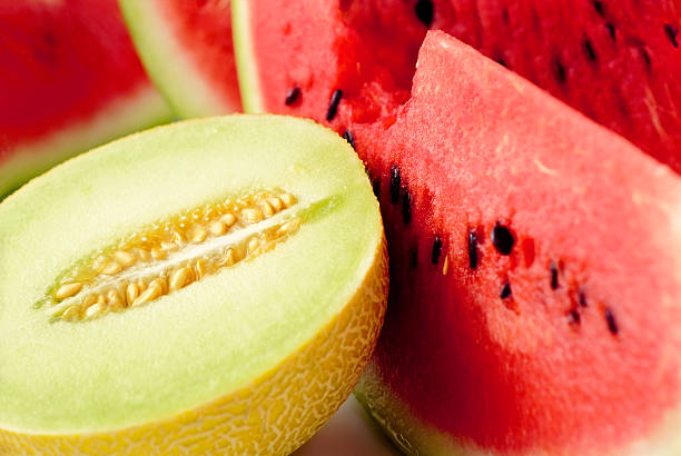 Cantaloupe and watermelons slices